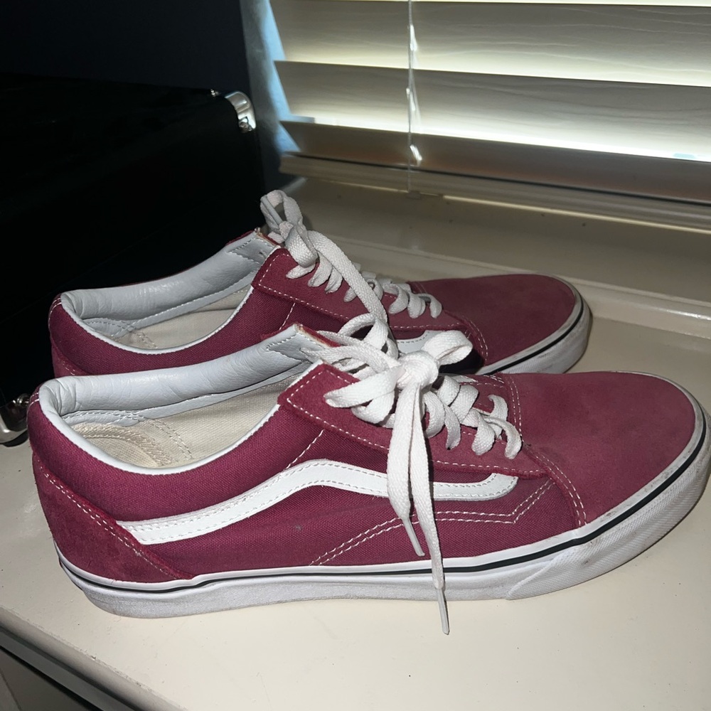 Vans Fuchsia and White Low-Top Sneakers